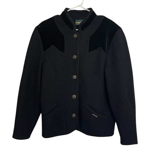 Geiger Jacket Black Vintage Wool Blend Button Front Long Sleeve Women's 42 Large - Picture 1 of 9